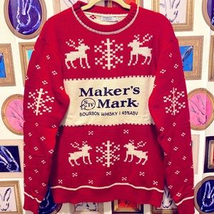 Makers Mark Bourbon Whiskey Christmas Sweater, Sz XL